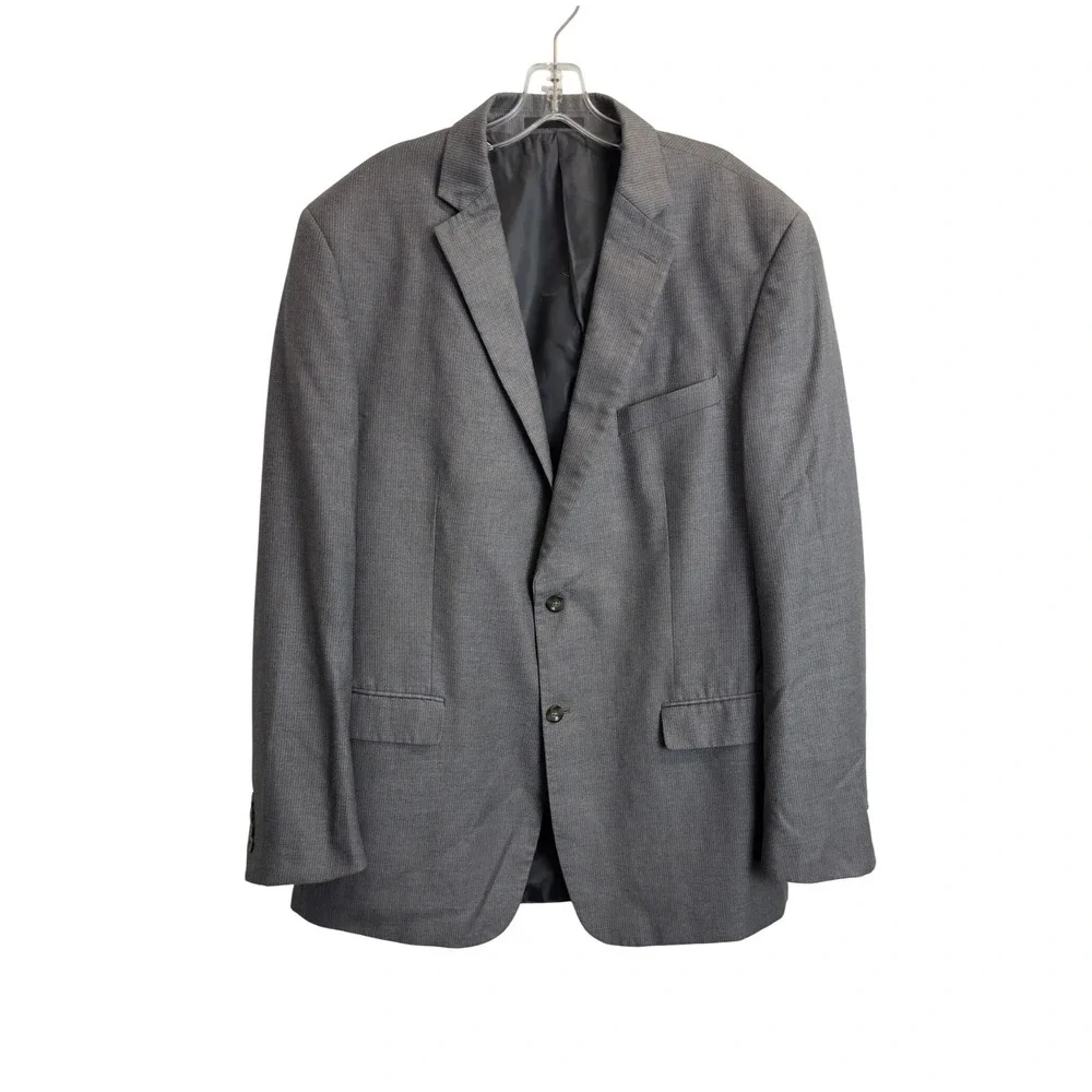 Geoffrey Beene Mens 44L Grey Micro Stripe Two‎ Button Blazer Sport Coat Jacket
